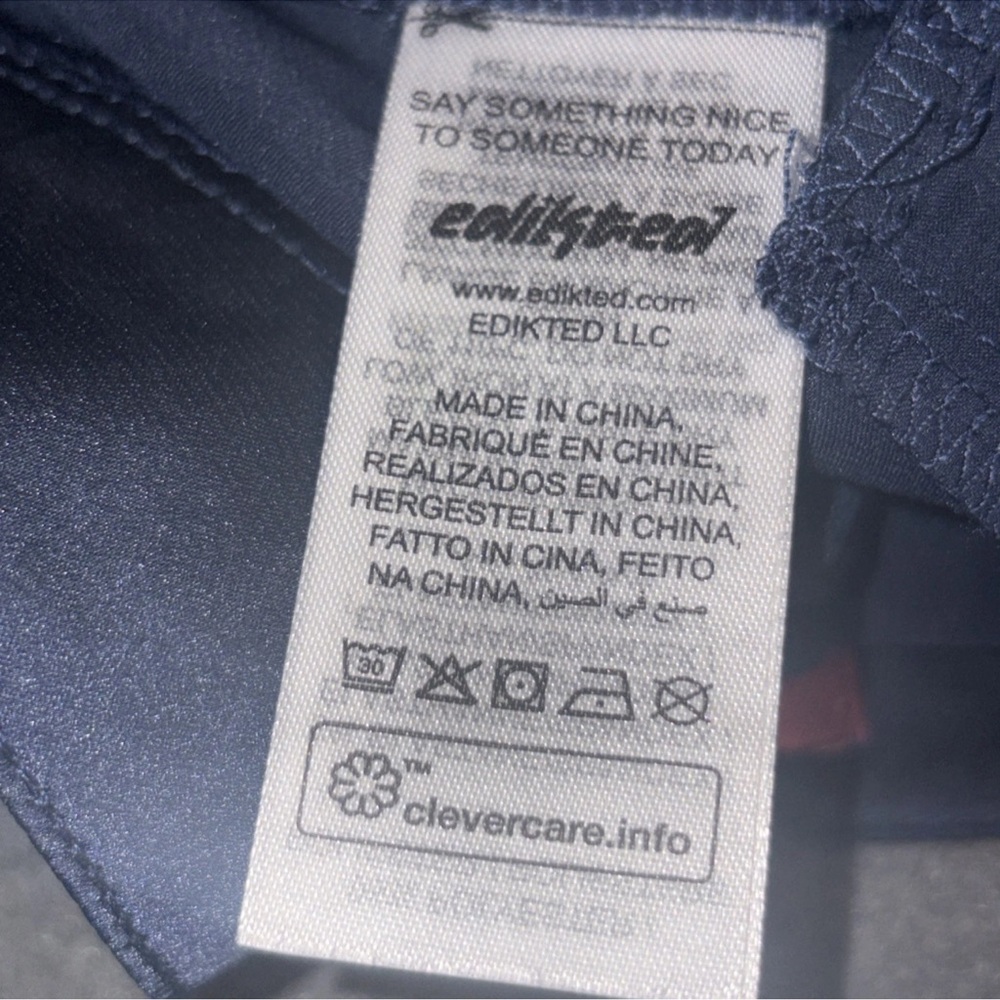 Edikted Women’s Kelsey Satin Trousers Size Small Navy Blue Cargo Pants BNWOT - Picture 9 of 16